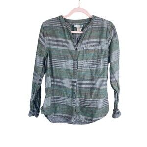 Carbon2Cobalt Women's Carefree EarthyButton Down Shirt Top Striped Size M Ikat